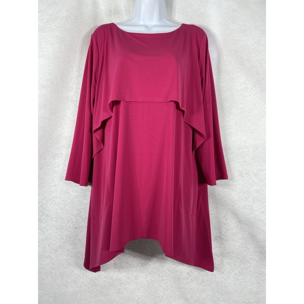 IC By Connie K Top Women's XL Pink Layered 3/4 Sleeves Jersey Stretch Layered